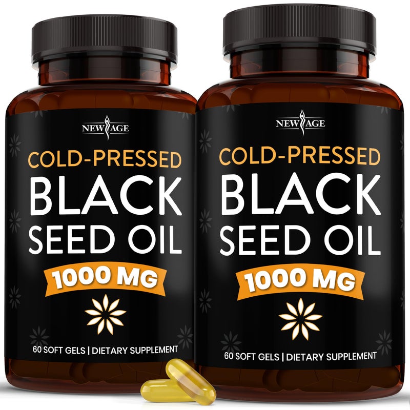 NEW AGE Black Seed Oil Softgel Capsules Premium ColdPressed Nigella Sativa Producing Pure Black Cumin Seed Oil NonGMO Vegetarian 120 Softgels